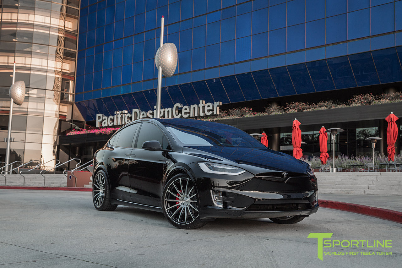 Black Tesla Model X with Diamond Black 22 inch MX114 Forged Wheels 