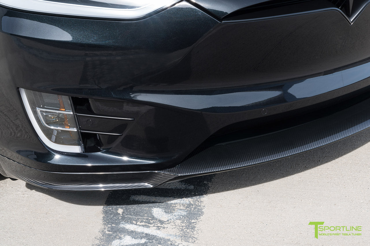 Black Tesla Model X with Matte Black MX5 22 inch Forged Wheels, Carbon Fiber Sport Package - Front Apron - Rear Diffuser - Side Skirt - Rear Wing by T Sportline