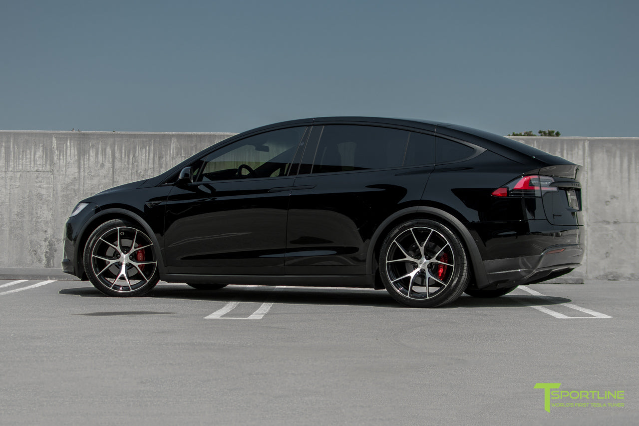 Black Tesla Model X with Diamond Black 22 inch MX115 Forged Wheels by T Sportline