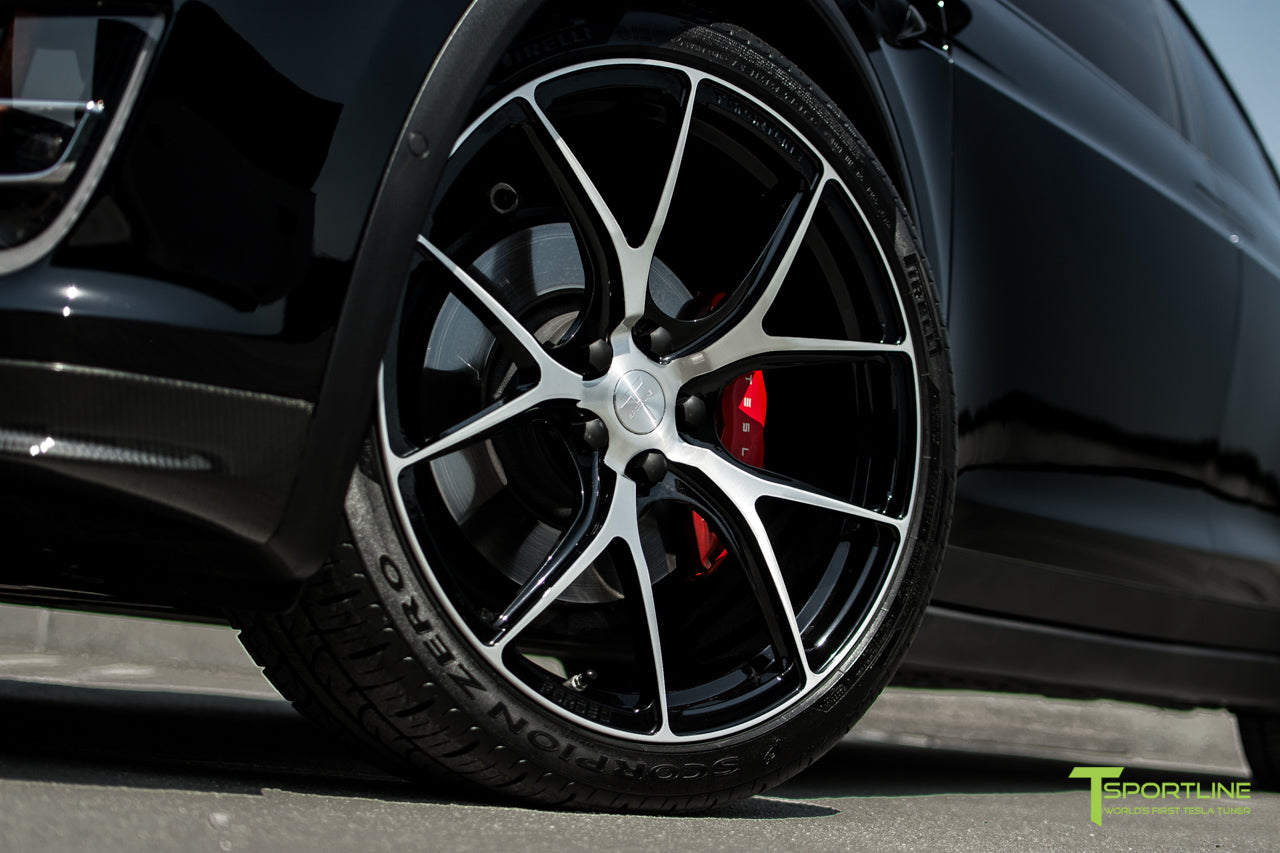 Black Tesla Model X with Diamond Black 22 inch MX115 Forged Wheels by T Sportline
