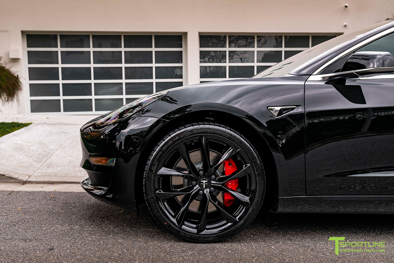 Black Tesla Model 3 with Gloss Black 20" TSS Flow Forged Wheels by T Sportline