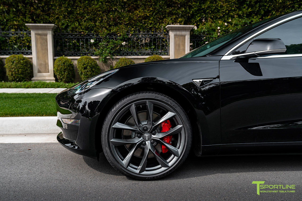 Black Tesla Model 3 with Space Gray 20" TSS Flow Forged Wheels by T Sportline 