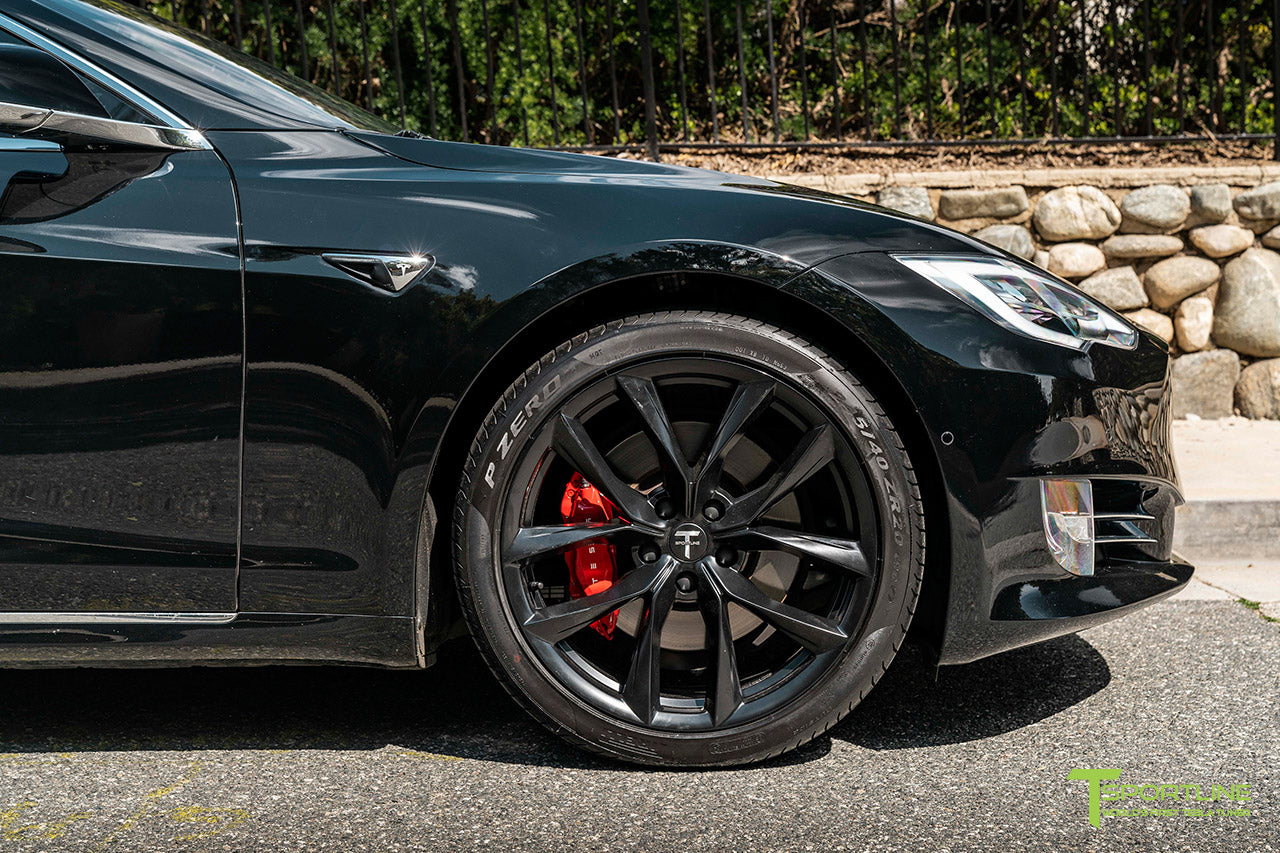Black Tesla Model S with Matte Black 20" TSS Flow Forged Wheels by T Sportline 