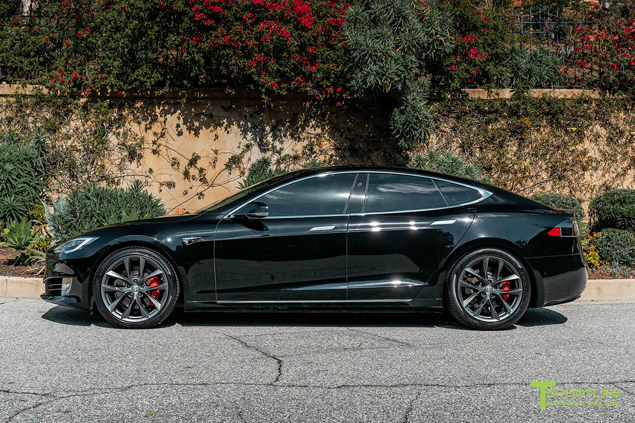 Black Tesla Model S with Space Gray 20" TSS Flow Forged Wheels by T Sportline 