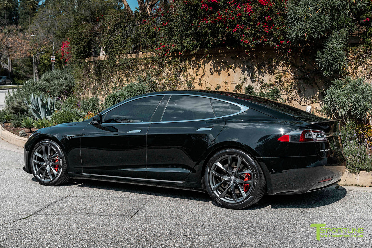 Black Tesla Model S with Space Gray 20" TSS Flow Forged Wheels by T Sportline 