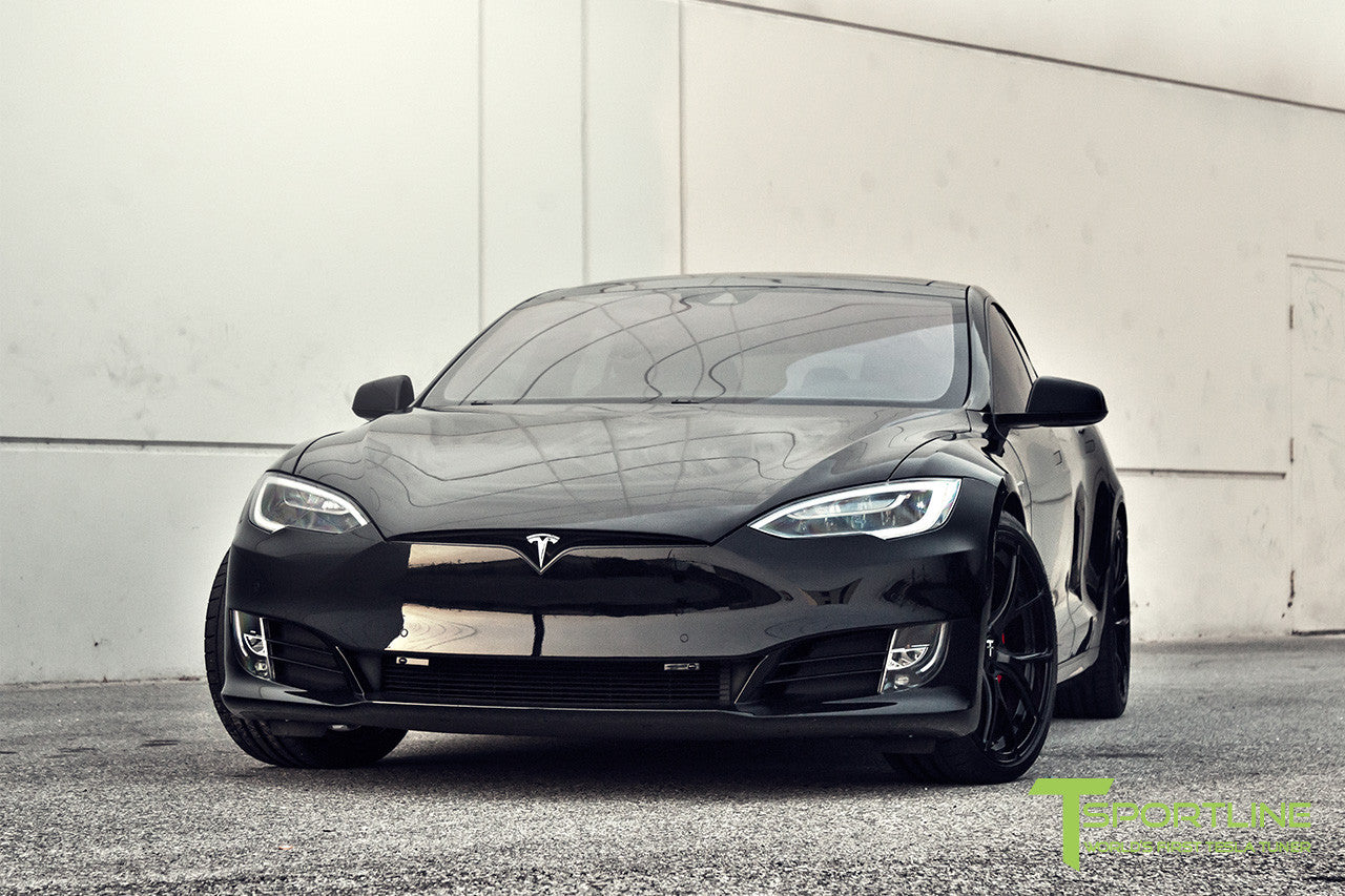 Black Tesla Model S 2.0 with Gloss Black 21 inch TS115 Forged Wheels