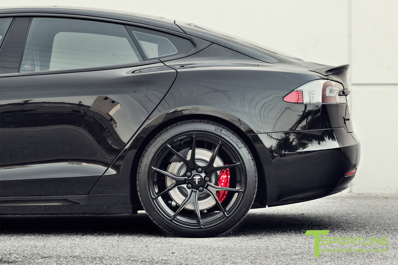 Black Tesla Model S 2.0 with Gloss Black 21 inch TS115 Forged Wheels