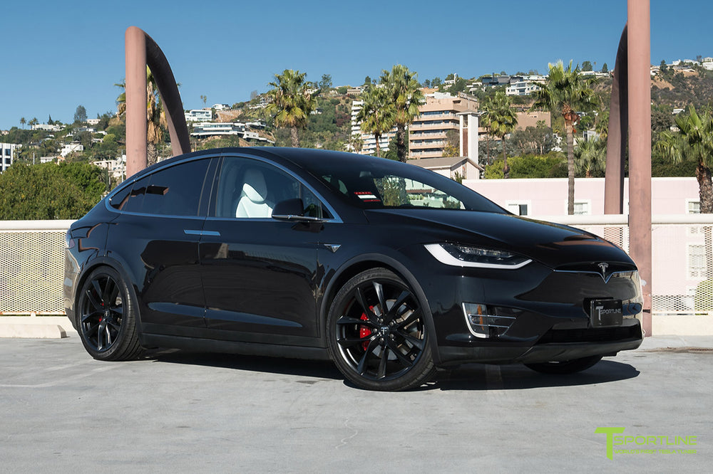 Black Tesla Model X with Matte Black 22 inch TSS Flow Forged Wheels by ...