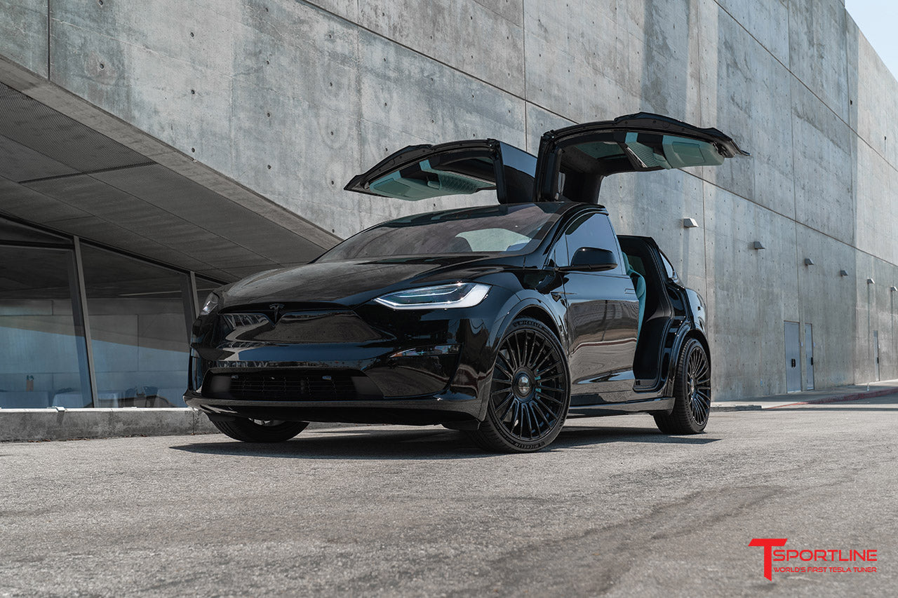 Black Model X with MX2022 Forged Wheels and Tiffany Blue Interior