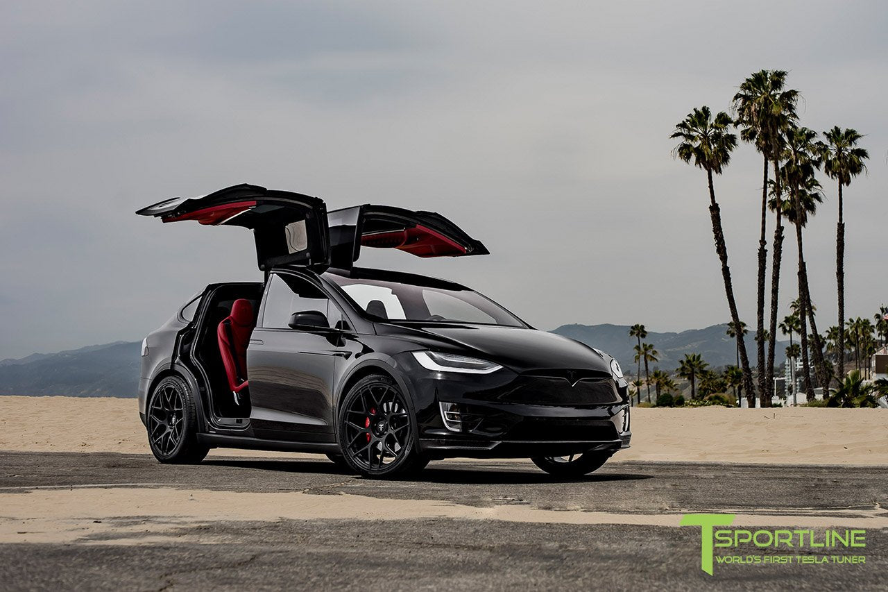 Black Tesla Model X - Bespoke Bentley Red Interior