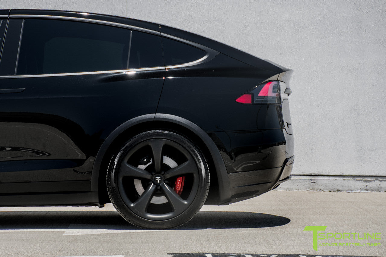 Black Tesla Model X with Matte Black 22 inch MX115 Forged Wheels by T Sportline