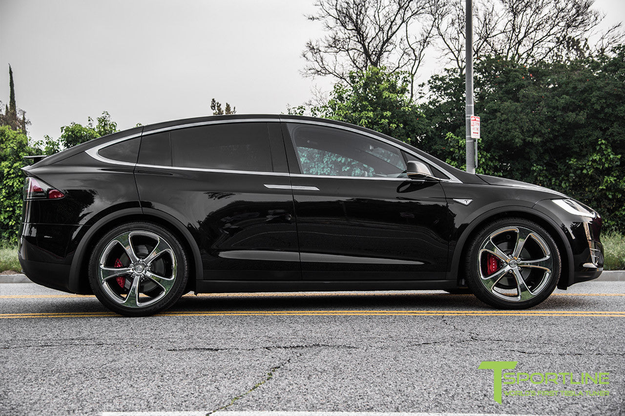 Black Tesla Model X with Chrome 22 inch MX5 Forged Wheels 