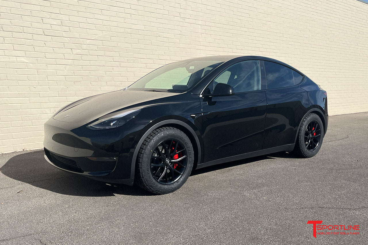 Black Tesla Model Y with 18" TSR Overland Wheels