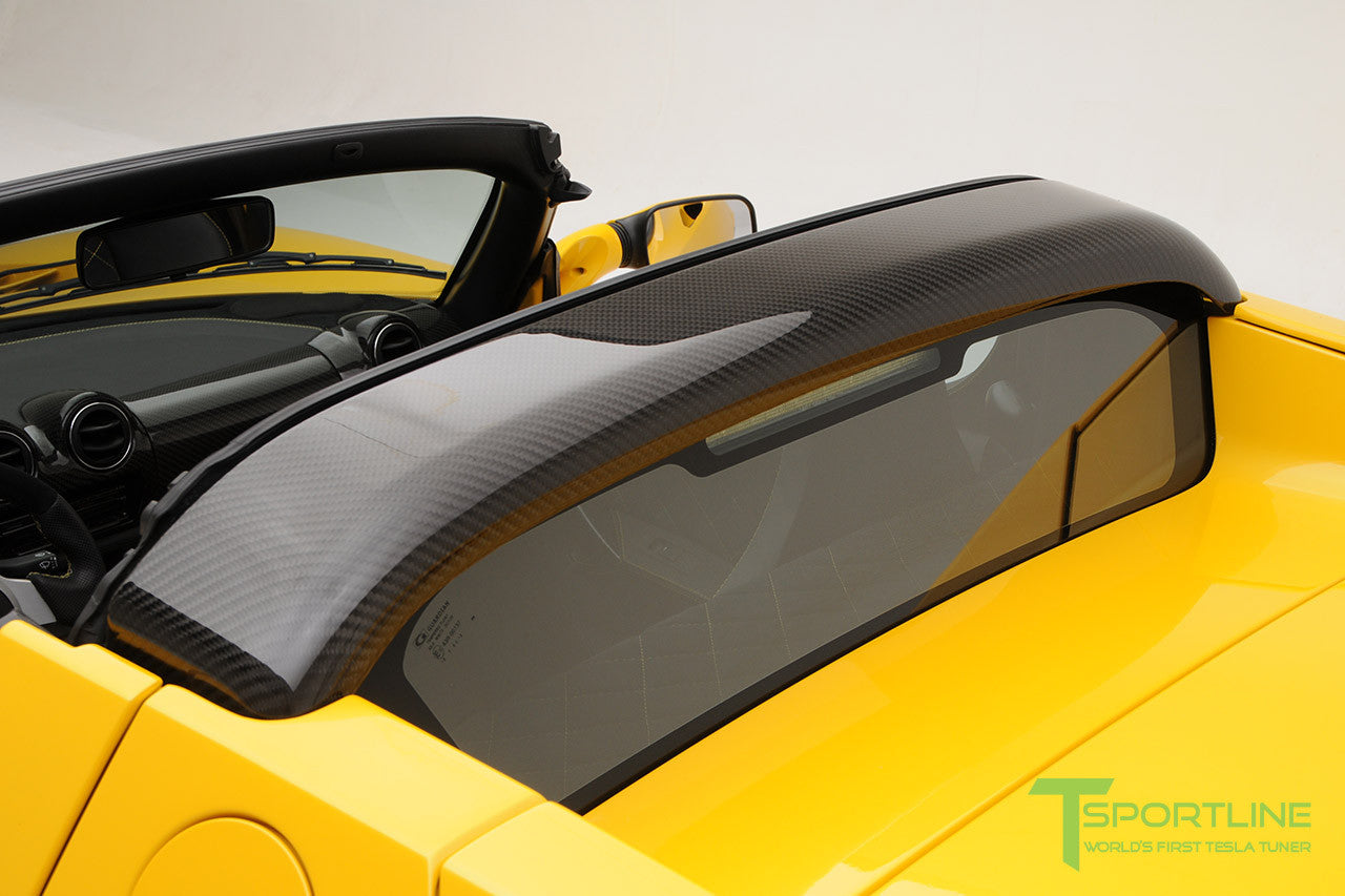 Project Starburst - Brilliant Yellow Tesla Roadster - Custom Ferrari Black and Black Alcantara Interior - Carbon Fiber Roll Cage 