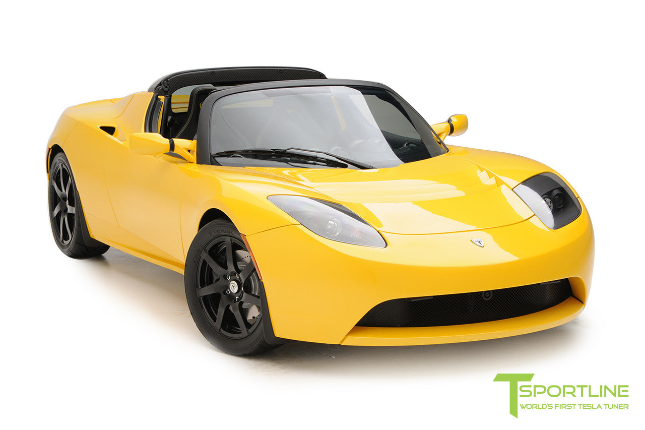 Brilliant Yellow Tesla Roadster - Ferrari Black Interior Tagged 