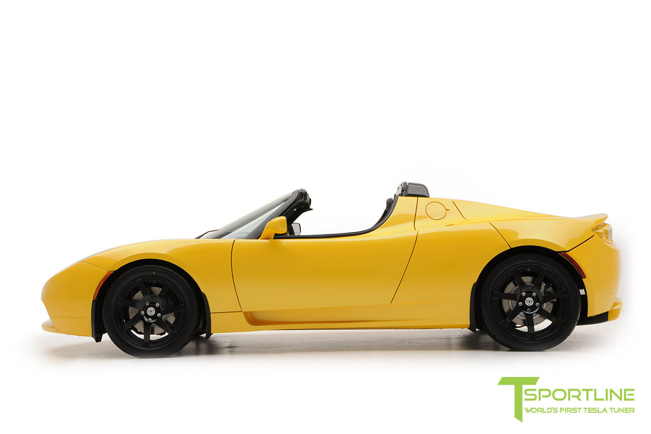 Project Starburst - Brilliant Yellow Tesla Roadster - Custom Ferrari Black and Black Alcantara Interior 
