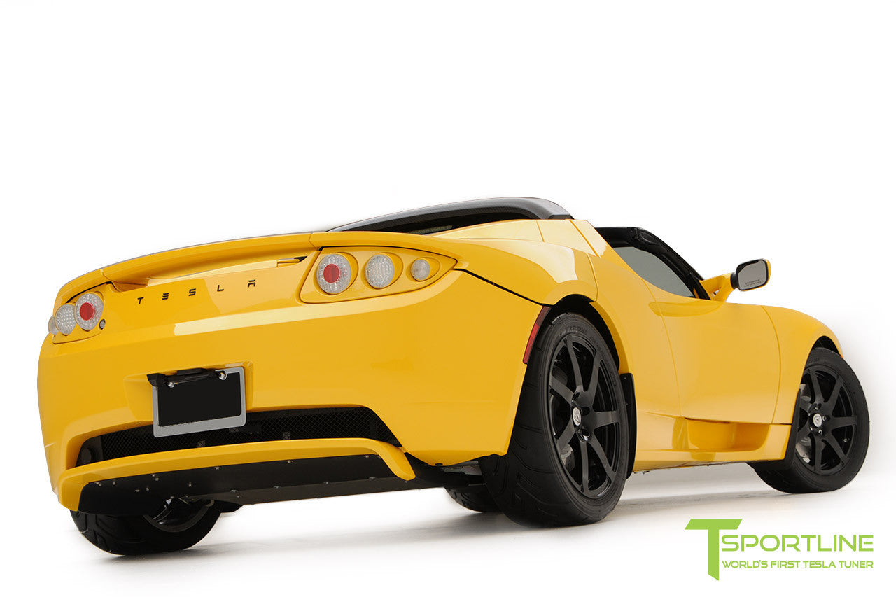 Project Starburst - Brilliant Yellow Tesla Roadster - Custom Ferrari Black and Black Alcantara Interior 