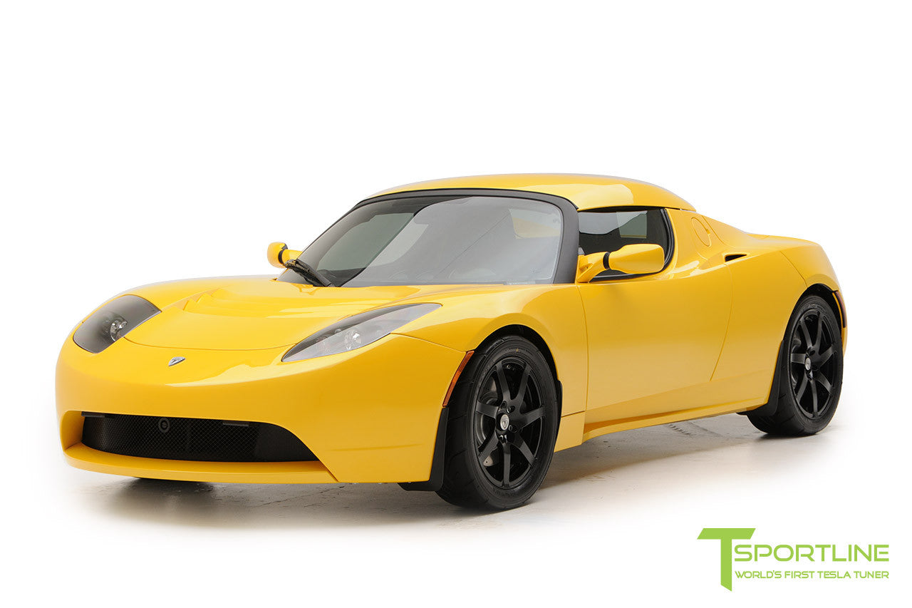 Project Starburst - Brilliant Yellow Tesla Roadster - Custom Ferrari Black and Black Alcantara Interior 