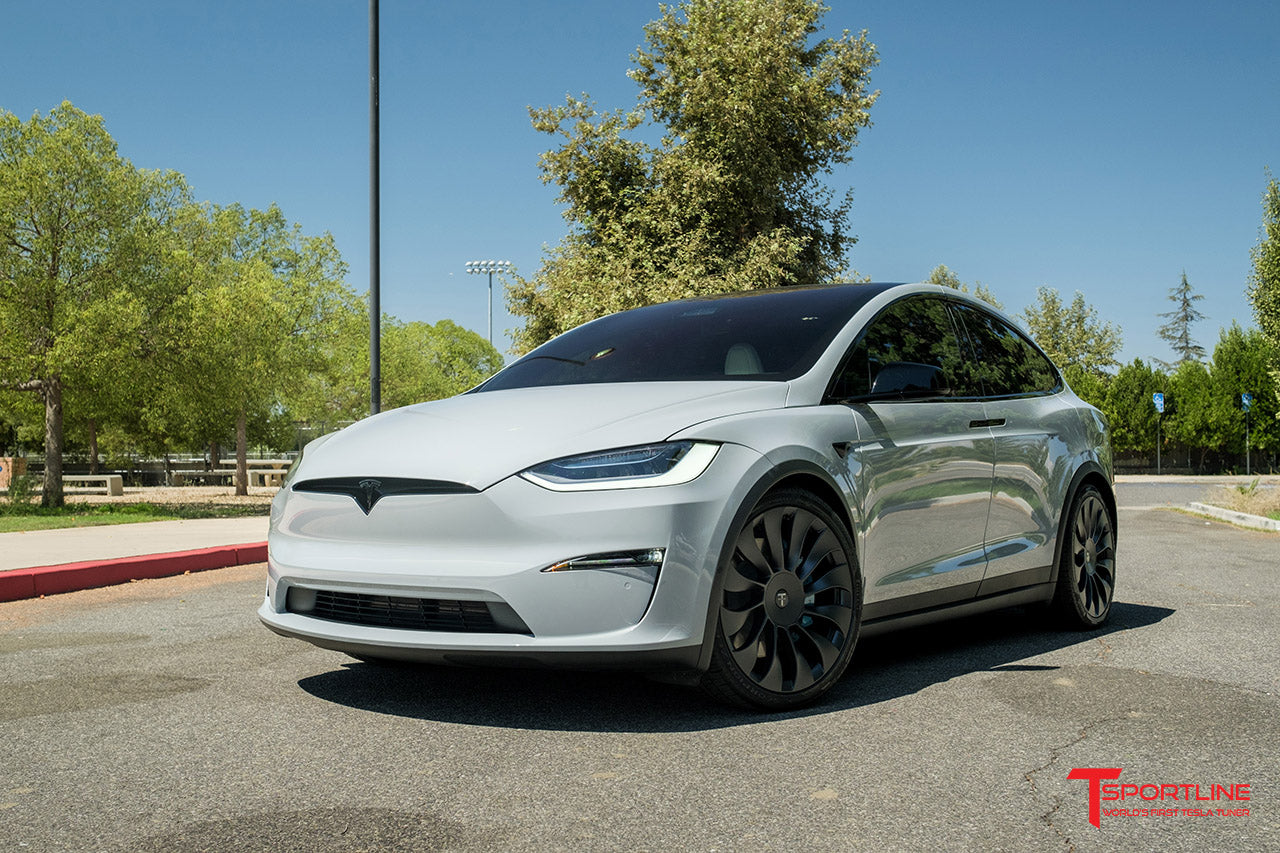 Inozetek Chalk Gray Tesla Model X with Miami Blue Brakes