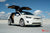 3M Satin Pearl White Tesla Model X with Cinnamon Leather Interior Upgrade