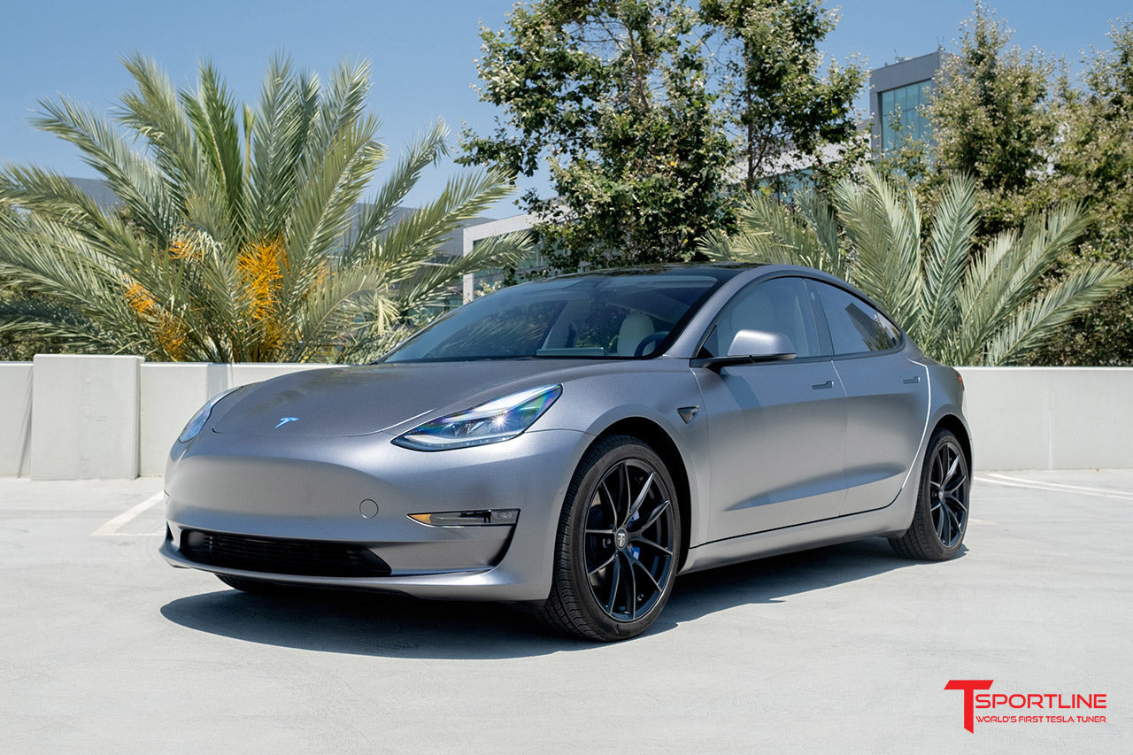 Model 3 Grey 3M Satin Dark Gray Tesla Model 3 with 19