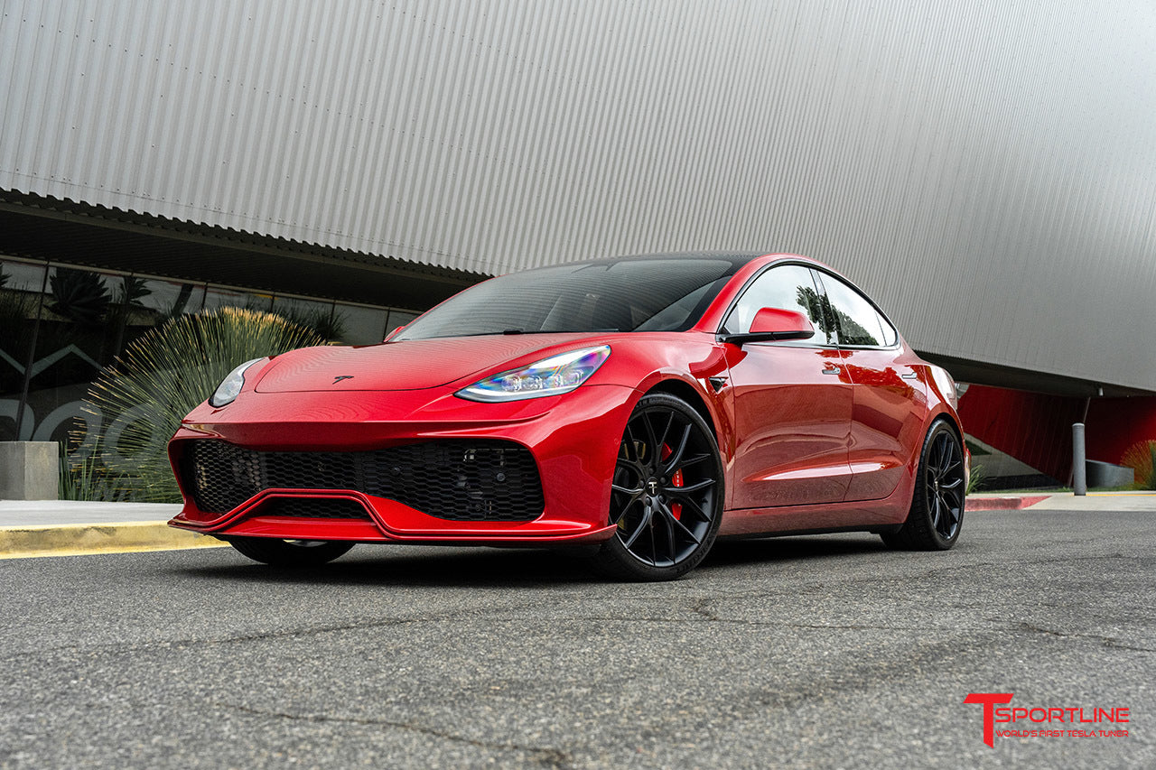 Red Multi-Coat Model 3 with TMaxx Aero Sport Bumper Kit & 20" TSR Wheels