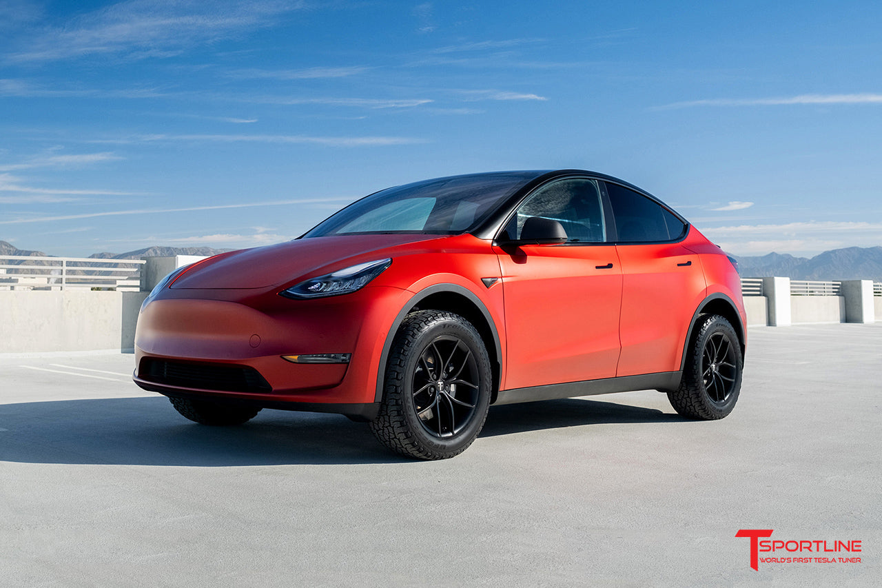 3M Satin Vampire Red Model Y with Black Insignia Interior Upgrade