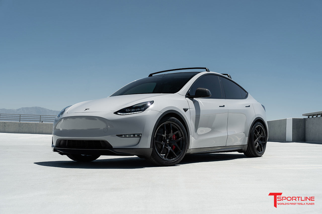 TMaxx Chalk Gray Tesla Model Y with Carbon Fiber 20" TSC Wheels and Sport Package