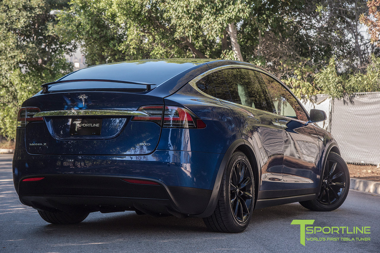 Deep Blue Metallic Model X with 20" TST Tesla Wheel in Gloss Black