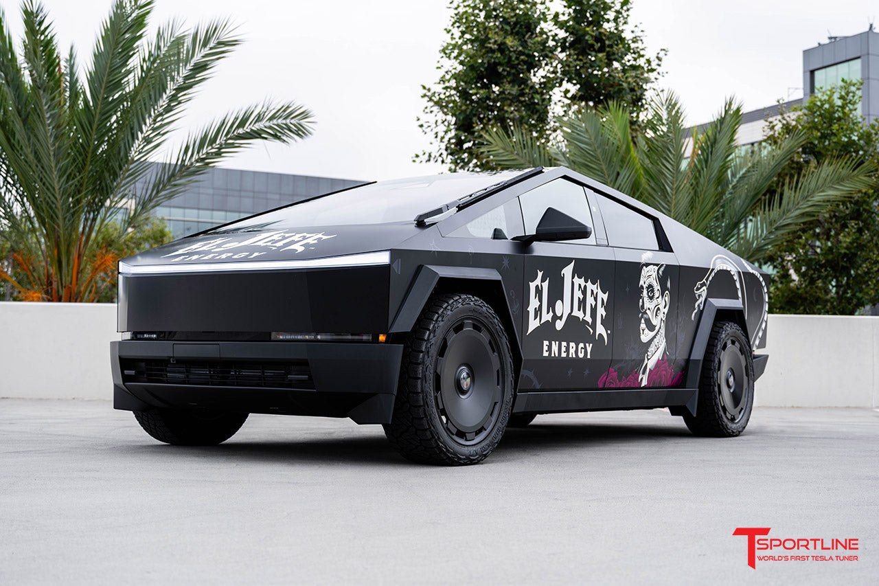 El Jefe Energy Drink Tesla Cybertruck with 24" CTM Forged Wheels