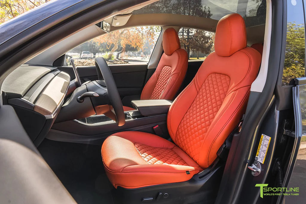 Tangerine Leather Interior Seat Upgrade - Signature Diamond Quilt