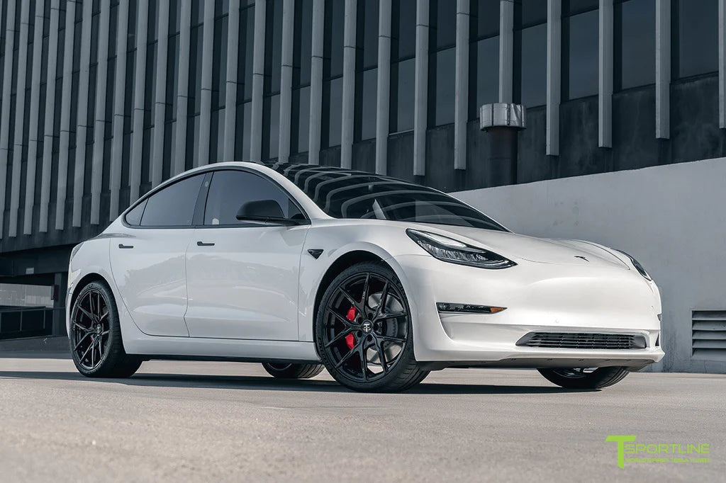Pearl White Tesla Model 3 with 20" Falcon Limited Edition Wheels