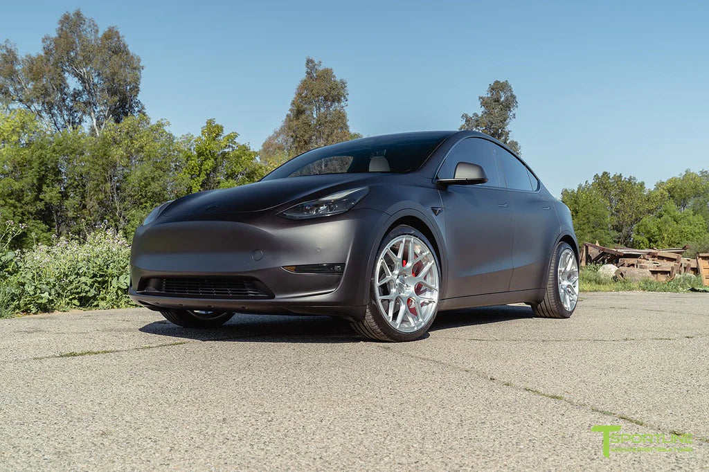 3M Matte Black Model Y with 21" TY117 Forged Wheels