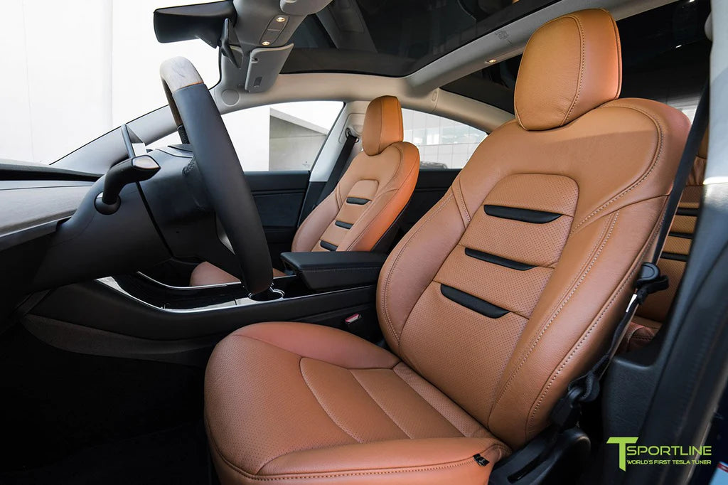 Peanut Butter Leather Seat Upgrade - Black Suede Insignia