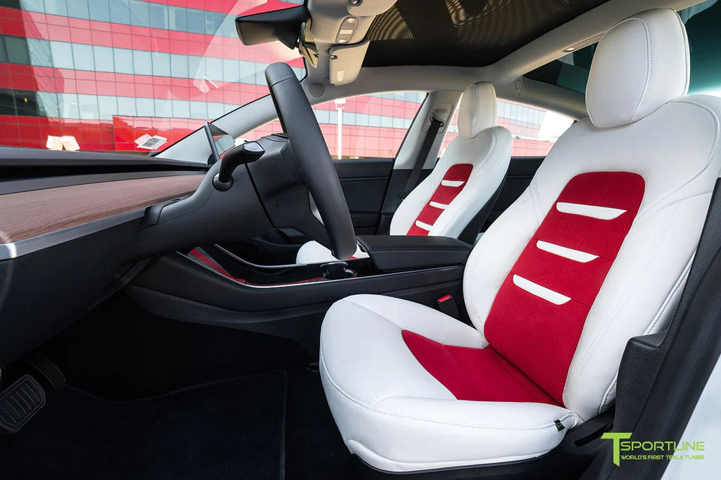 Uber White Vegan Seat Upgrade - Red Vegan Insert Insignia