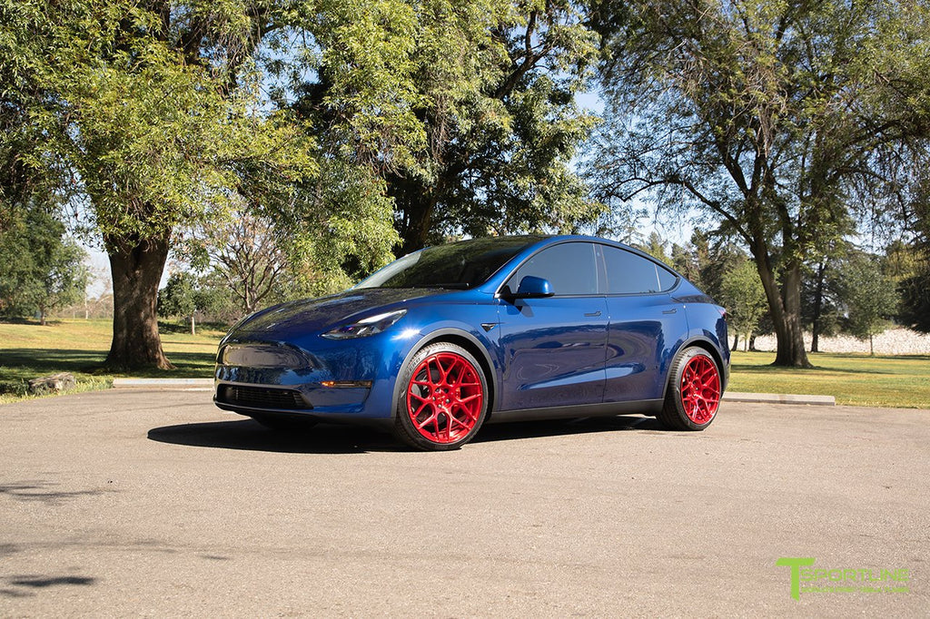 Deep Blue Metallic Model Y with 21" TY117 Forged Wheels