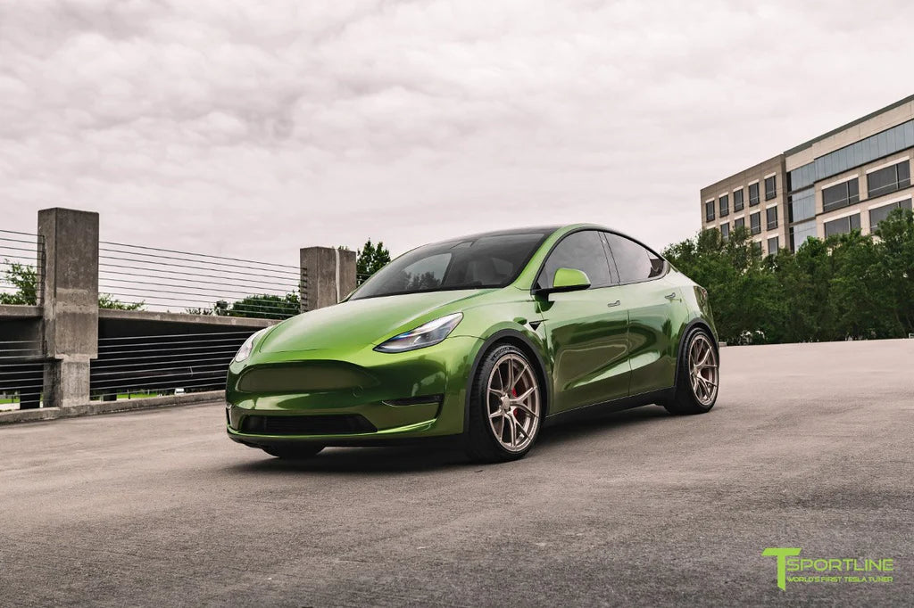 Inozetek Metallic Mamba Green Tesla Model Y with TY115 21