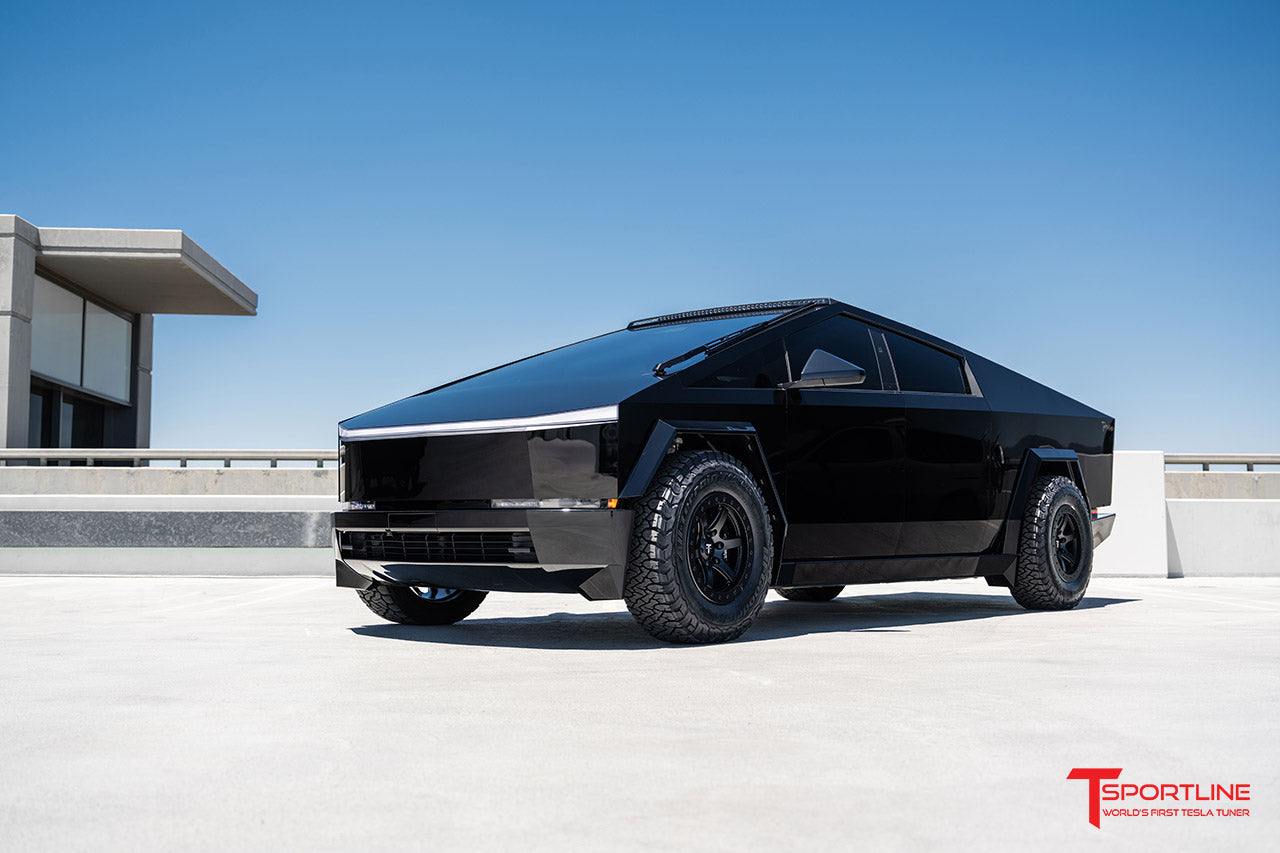 Gloss Black Tesla Cybertruck with 18" CT6B Beadlock Forged Wheels