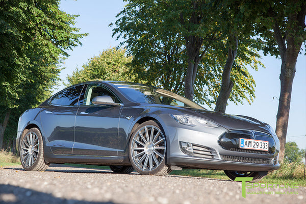 Gray Tesla Model S 1.0 with Custom Gray 21 inch TS114 Forged Wheels 3 ...