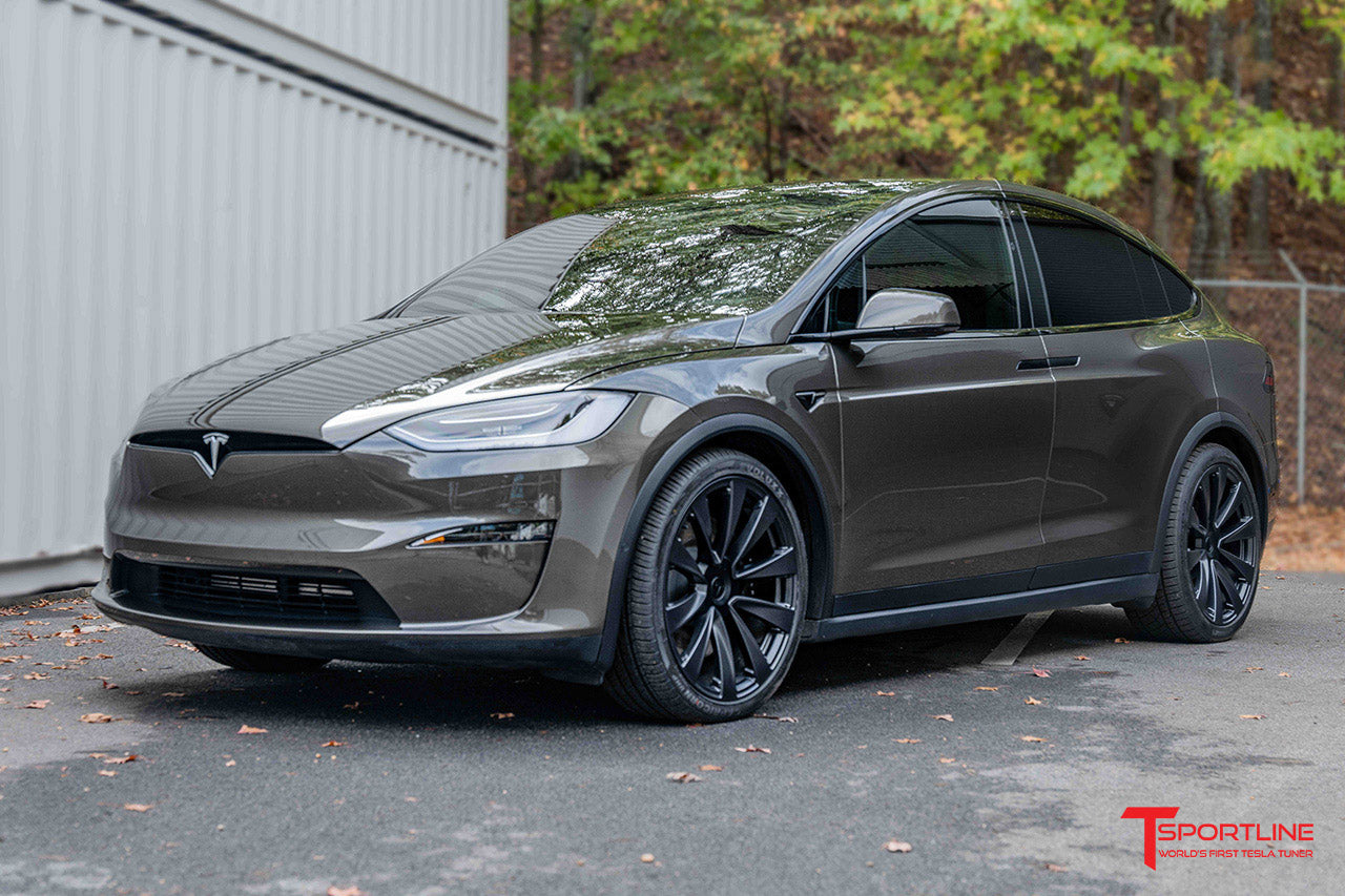 TMaxx Gloss Liquid Platinum Model X wrapped in Paint Protection Film by TMaxx USA