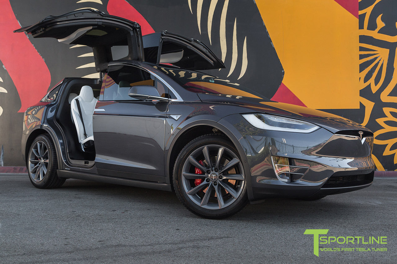 Midnight Silver Metallic Model X with 20" TST Tesla Wheel in Metallic Grey