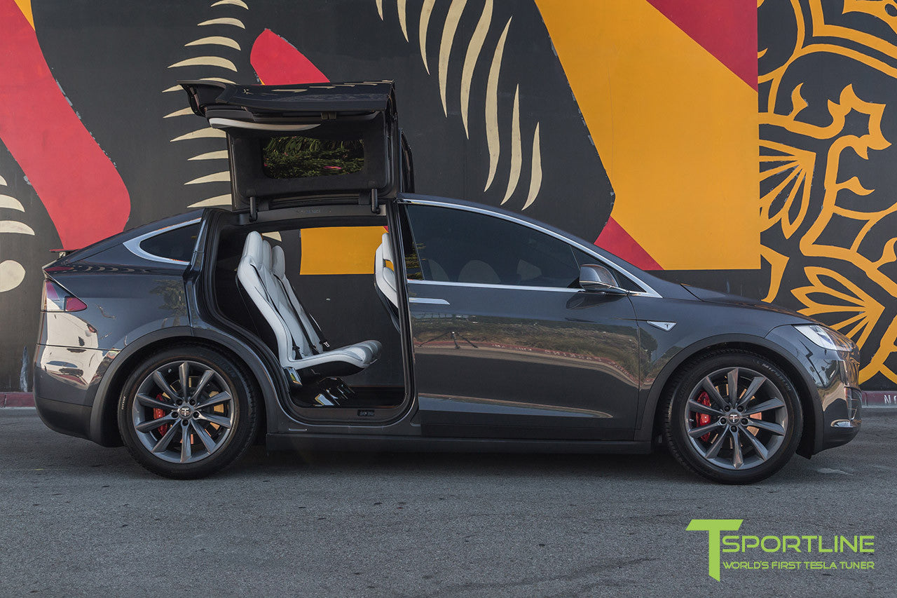 Midnight Silver Metallic Model X with 20" TST Tesla Wheel in Metallic Grey