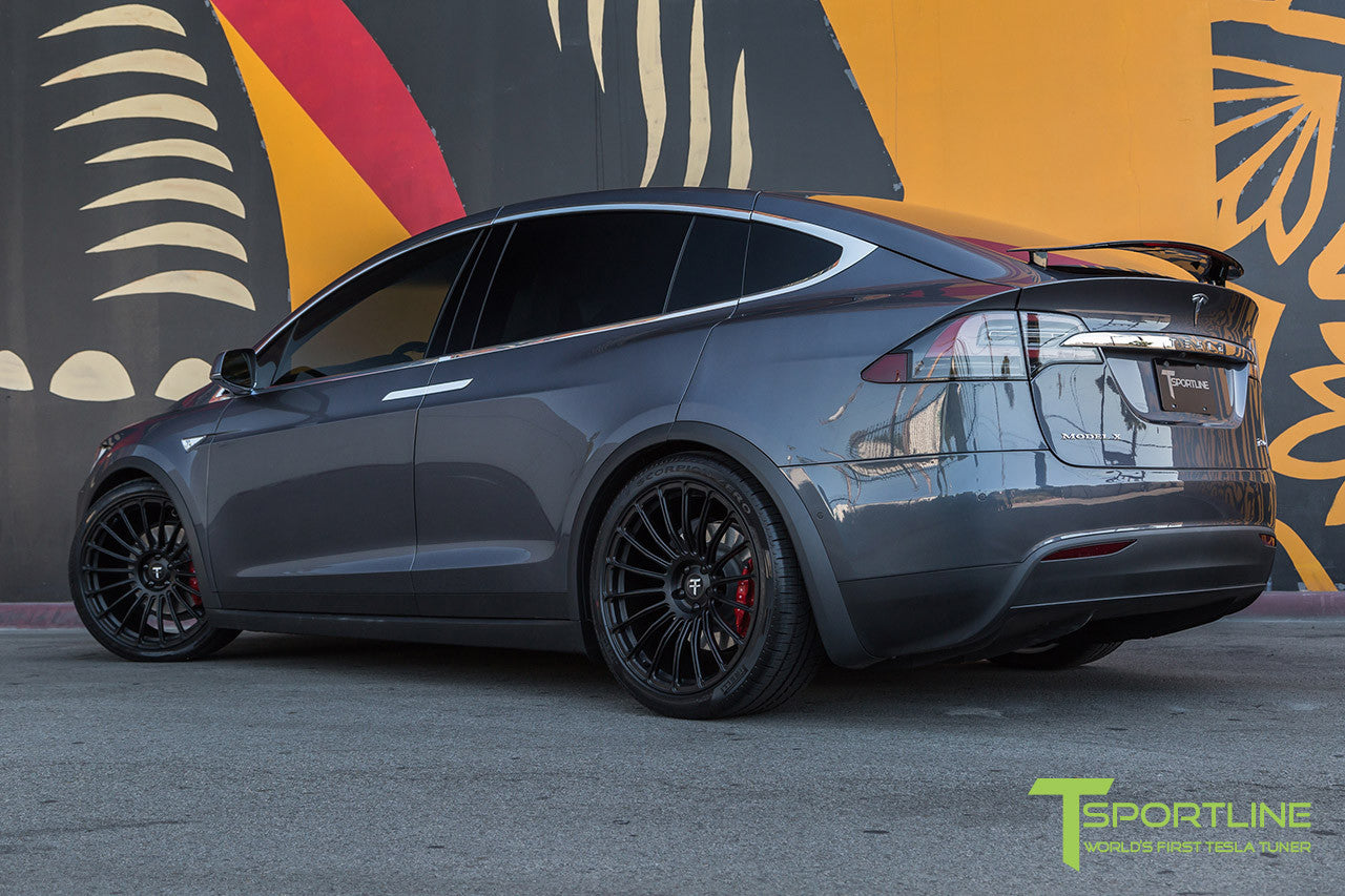 Midnight Silver Metallic Tesla Model X with Matte Black 22 inch MX118 Forged Wheels 