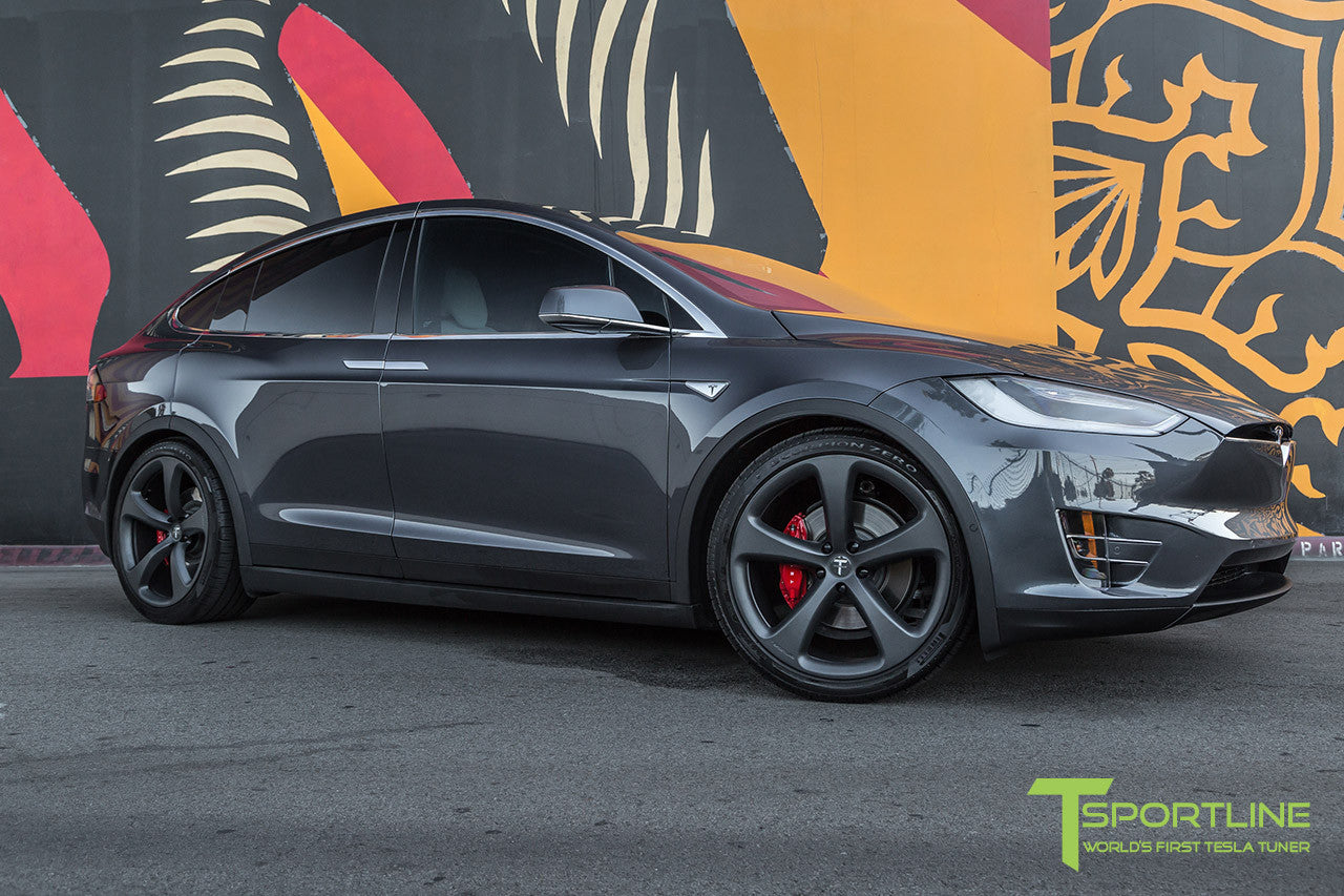 Midnight Silver Metallic Tesla Model X with Matte Grey 22 inch MX5 Forged Wheels 