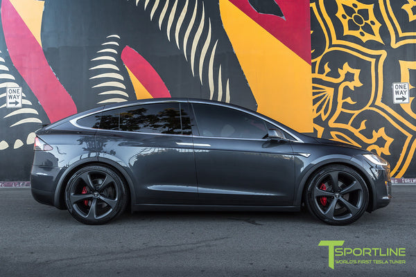 Midnight Silver Metallic Tesla Model X with Matte Grey 22 inch MX5 For ...