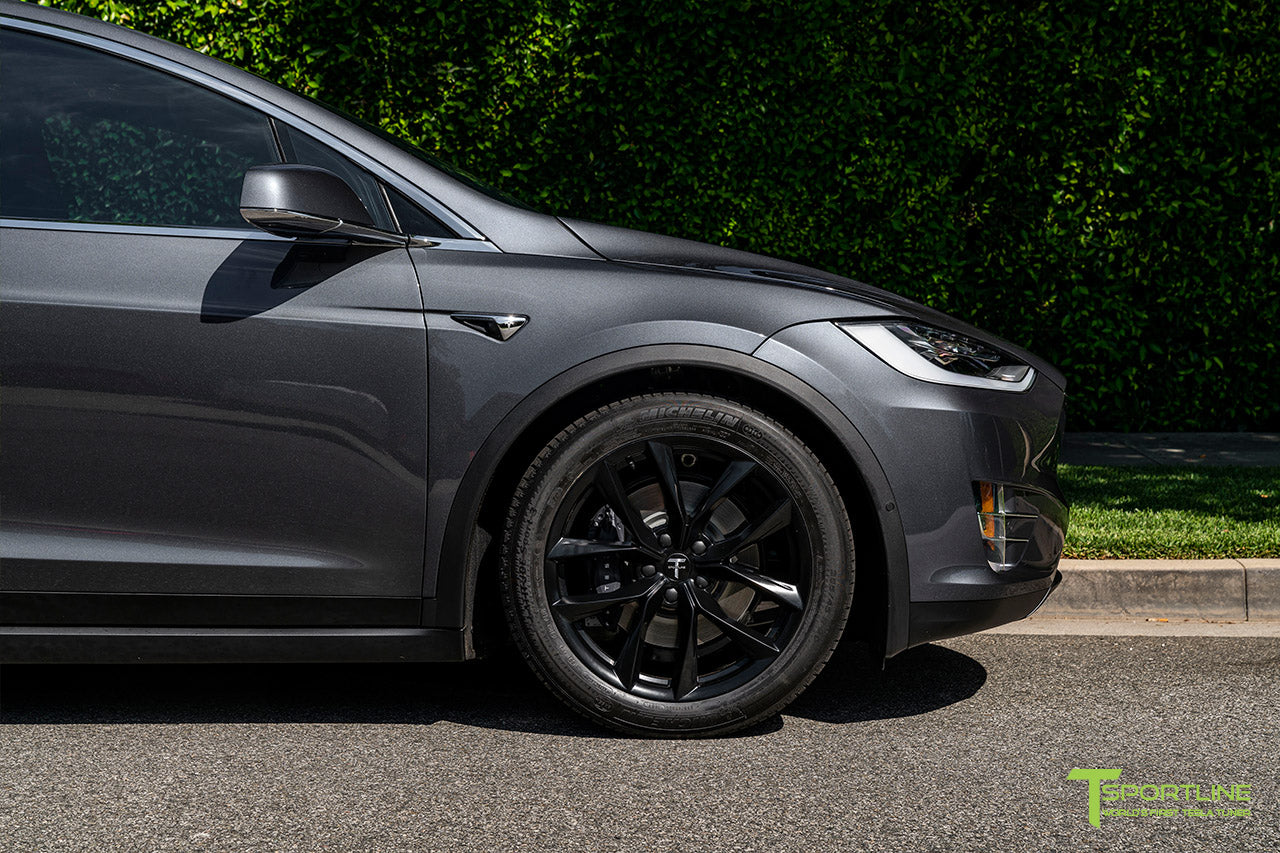 Midnight Silver Metallic Tesla Model X with Matte Black 20 inch TSS Flow Forged Wheels by T Sportline 