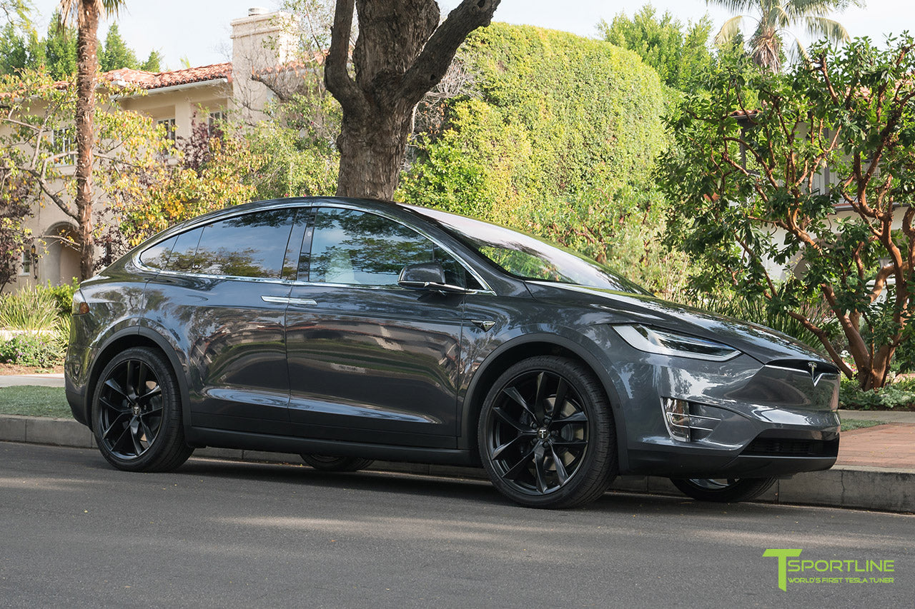 Midnight Silver Metallic Tesla Model X with Matte Black 22 inch TSS Arachnid Style Flow Forged Wheels by T Sportline