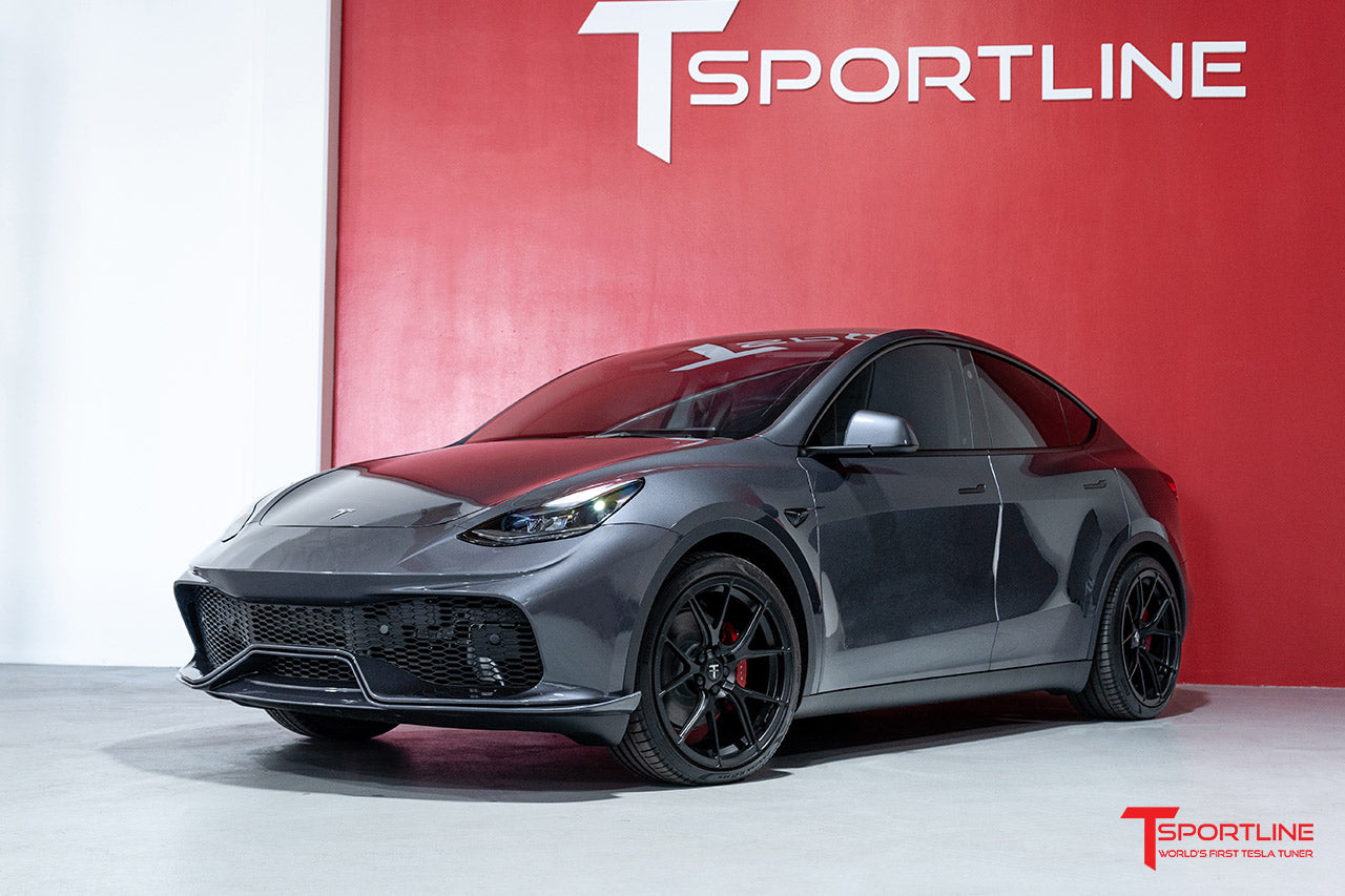 Midnight Silver Metallic Model Y with TMaxx Aero Bumper Kit and 21" TY115