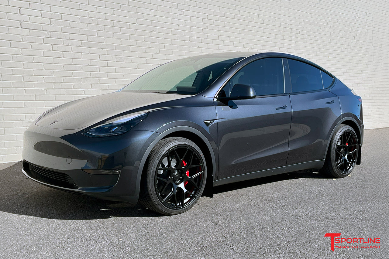 Midnight Silver Metallic Model Y with Satin Black 21" TY117 Wheels