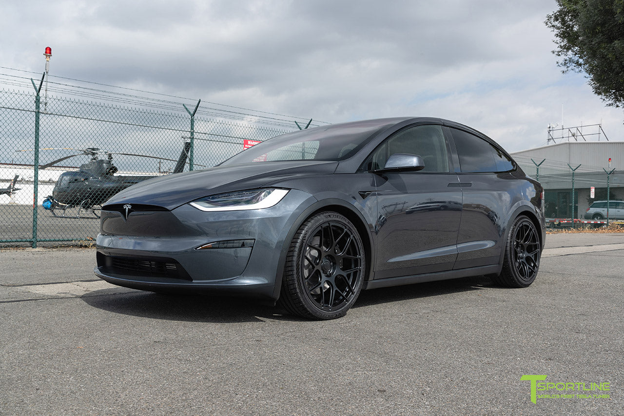 Midnight Silver Metallic Tesla Model X with 22" MX117 Forged Tesla Wheels